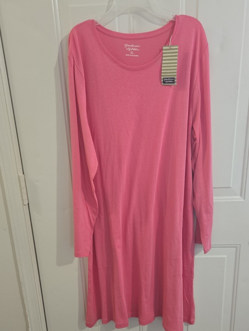 NWT Gudrun Sjoden Organic Cotton Tunic Dress Pink XL Side Pockets Lagenlook